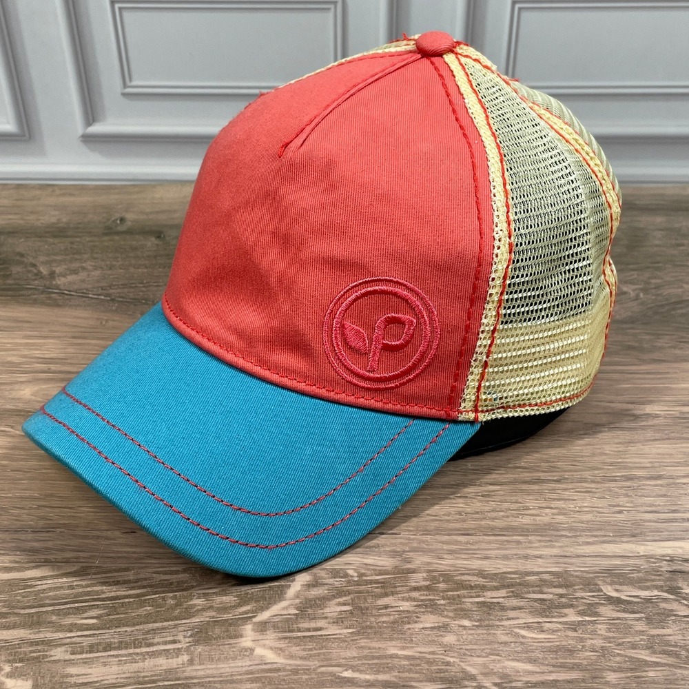 Pistil Women's Coral Teal Flamingo Logo Trucker Hat Adjustable Mesh Back